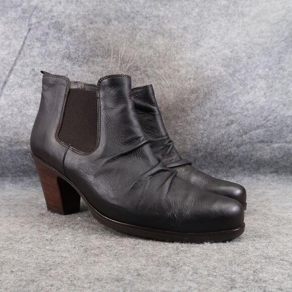 Paul Green Shoes Womens 9 Bootie Block Heel Chelsea Slouch Leather Classic Black - Picture 1 of 16